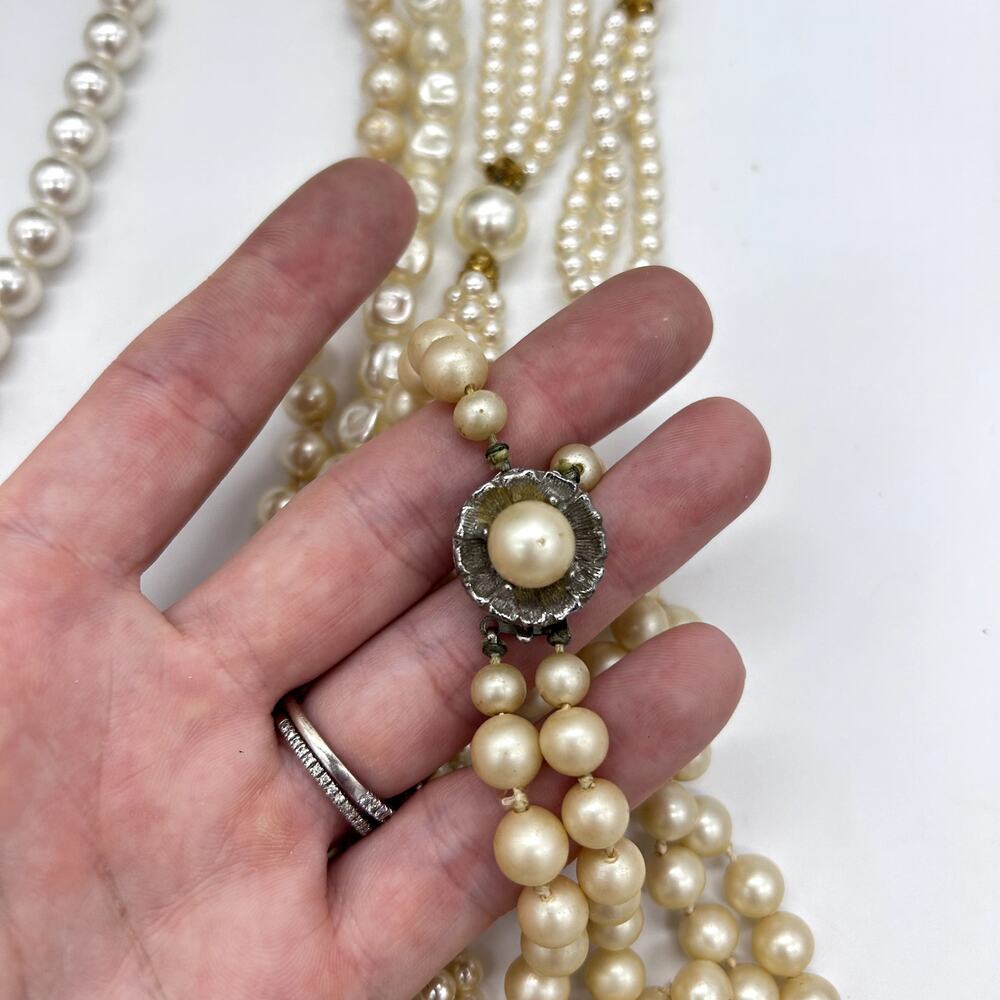 Vintage Faux Pearl Necklace Lot Bundle 50's 60's Retro Costume Jewelry VTG - Picture 10 of 12